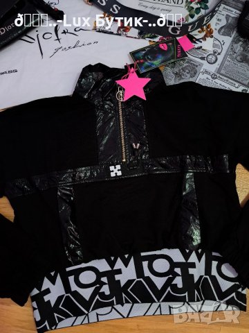 Дамска спортно елегантна черна блуза с ластик с надписи , снимка 7 - Блузи с дълъг ръкав и пуловери - 38345046