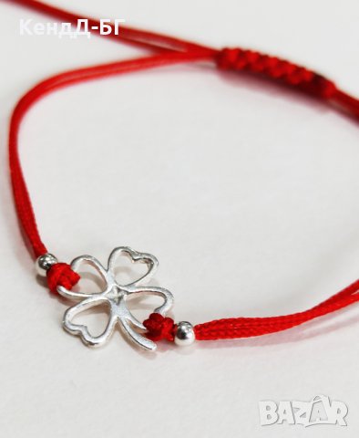 Гривничка от червен конец и сребърни елементи за късмет и против уроки, снимка 18 - Гривни - 28323306