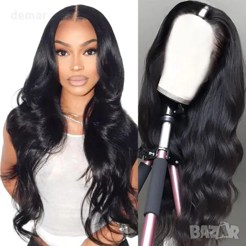 Перука с човешка коса 150% плътност, натурална черна, 40,6 см, снимка 1