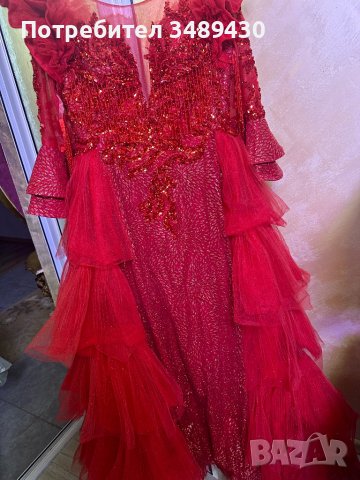 Червена официална рокля обличана 2 пъти купих я за 1200 продавам за 230лв крайна цена С/М размер, снимка 1
