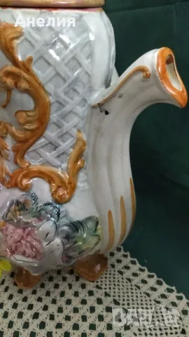 Capodimonte Italy съд с дръжка (кана) огромен , снимка 6 - Декорация за дома - 49664792
