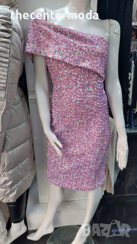 Розова рокля с пайети, снимка 1 - Рокли - 43213746
