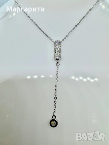 Сребърно колие с мойсанит (диамант) 0.4к, снимка 8 - Колиета, медальони, синджири - 51939231