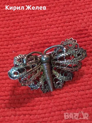 СТАРА КРАСИВА ФИГУРАЛНА ФИЛИГРАННА ПОСРЕБРЕНА БРОШКА ПЕПЕРУДА от БЛАГОРОДНА СТОМАНА 31413, снимка 9 - Антикварни и старинни предмети - 48467999