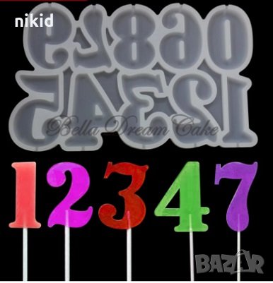 едри цифри числа силиконов молд форма близалки pops cakes Lollipop Pop Cake Попскейк фондан смола 
