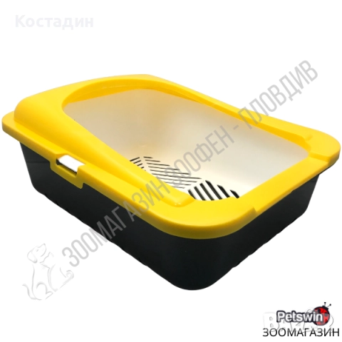 Котешка Тоалетна - с Борд - 50/38/19см - Жълто-Черна - Ръчно Самопочистващ се Съд, снимка 2 - За котки - 51456501