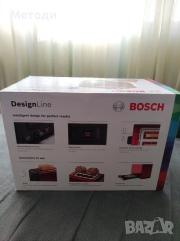 Чисто нов Немски Bosch DesignLine TAT3P424DE тостер, червен, снимка 4 - Тостери - 43762953