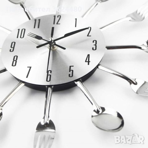 Модерен кухненски стенен часовник вилици и лъжици Декор за кухня, снимка 3 - Стенни часовници - 39975834