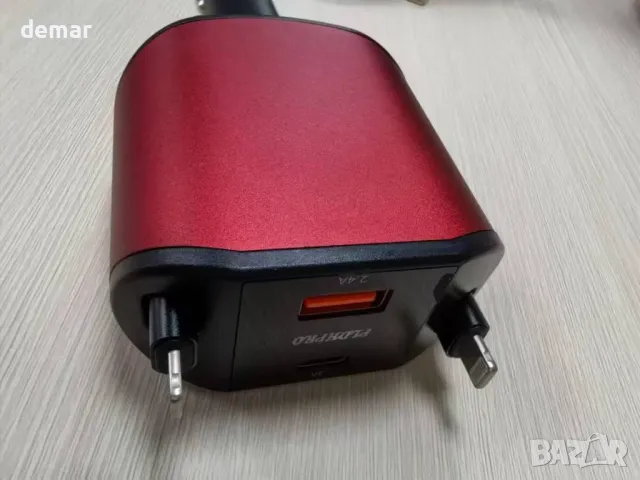 PLDHPRO Red 4 в 1 прибиращо се зарядно за кола, 80W с 82 см прибиращ се USB-C и iOS кабел, снимка 2 - Аксесоари и консумативи - 47967524