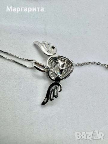 Сребърно колие с мойсанит (диамант) 1 карат, снимка 10 - Колиета, медальони, синджири - 53060728