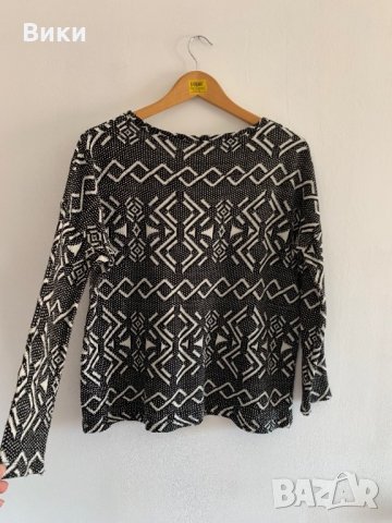 Блуза в черно и бяло, снимка 3 - Блузи с дълъг ръкав и пуловери - 26976173