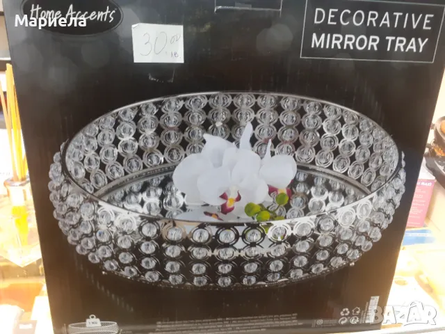 Декоративен огледален поднос с камъни , Поднос за свещи , Decorative mirror tray, снимка 3 - Декорация за дома - 48981461