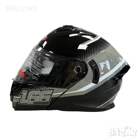 Mодуларна каска за мотор черно/бяло