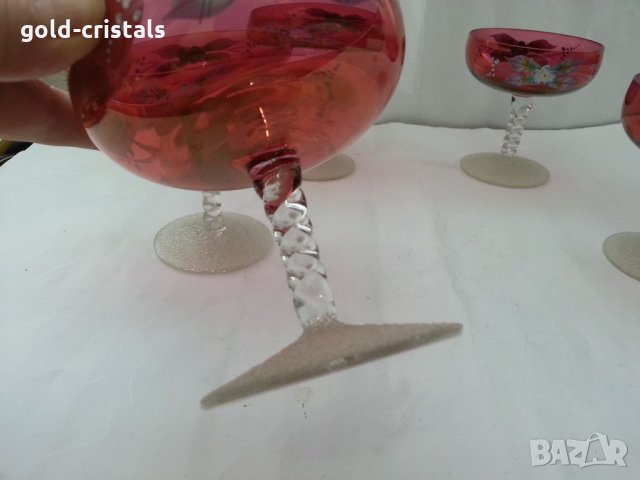 Стъклени чаши рисувани Бохемия , снимка 6 - Антикварни и старинни предмети - 33551374