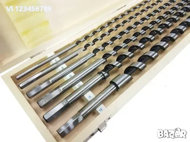 Комплект свредла /бургия /за дърво 6 части 6 – 18 \ 460 мм в дървена кутия Mar-Pol