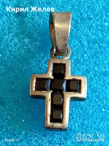 Класически сребърен кръст с инкрустирани камъни Турмалин майсторска ръчна изработка 52561, снимка 4 - Колиета, медальони, синджири - 53070178