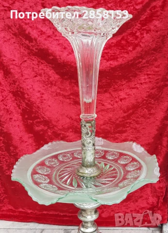 Старинна посребрена поставка Арт Деко, Epergne, снимка 3 - Антикварни и старинни предмети - 50623848