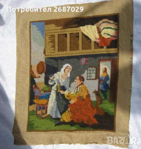 Вносен Нерамкиран гоблен, прибл 45х35 см, папагал 70 см пано, бродерия