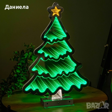 LED коледна елха с 3D светлинен ефект – модерна празнична декорация за дома