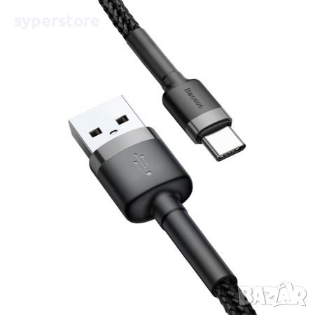 Кабел USB - Type C M/M 2m 3A Baseus CATKLF-CG1 Черна оплетка Quick Charge 3.0 Cable USB to Type-C, снимка 2 - USB кабели - 38557077