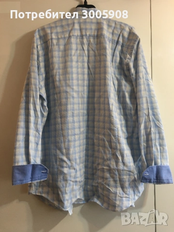 Риза Andrews Карирана 100 % памук бяло и небесно синьо,Smart Regular L, снимка 2 - Ризи - 53524919