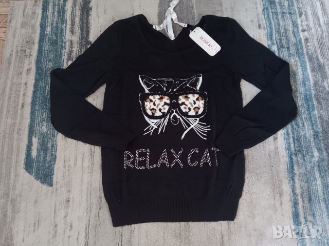 Пуловер финно плетиво с принт бухал,коте и петел в различни цветове, снимка 5 - Блузи с дълъг ръкав и пуловери - 44031935