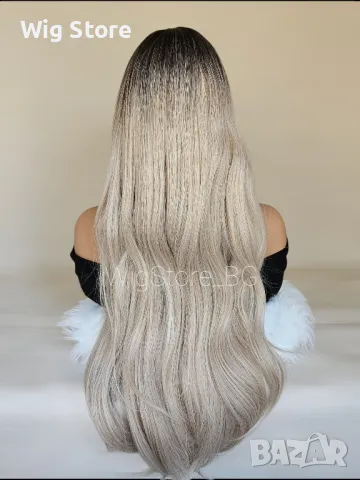 Пепеляво руса перука на вълни с бретон, снимка 5 - Аксесоари за коса - 47721441