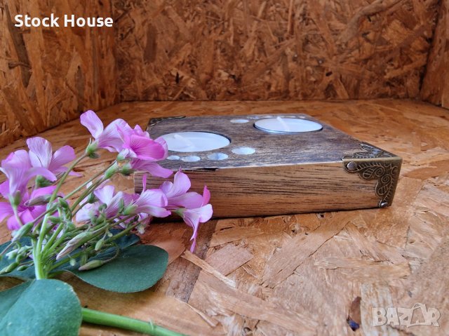 Ръчно изработен свещник от дървесина за две свещи, снимка 6 - Декорация за дома - 38366465