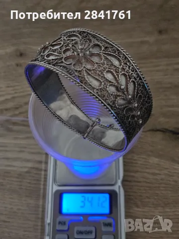 Старинна сребърна гривна филигран, снимка 8 - Гривни - 50015490