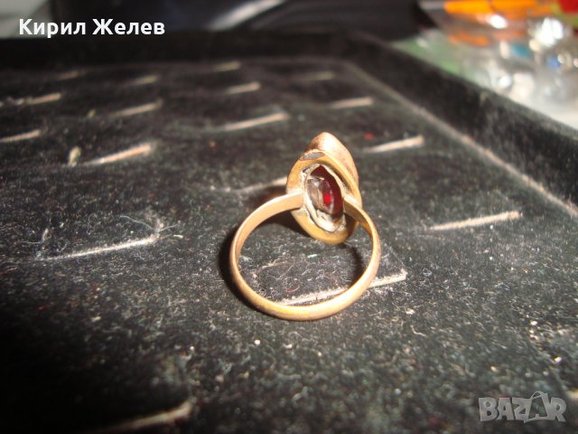 СТАР МЕДЕН ПОЗЛАТЕН ПРЪСТЕН с ЮВЕЛИРНО ФАСЕТИРАН ГРАНАТ АРТ ДЕКО УНИКАТ МАЙСТОРСКИ 21657, снимка 8 - Антикварни и старинни предмети - 32552903
