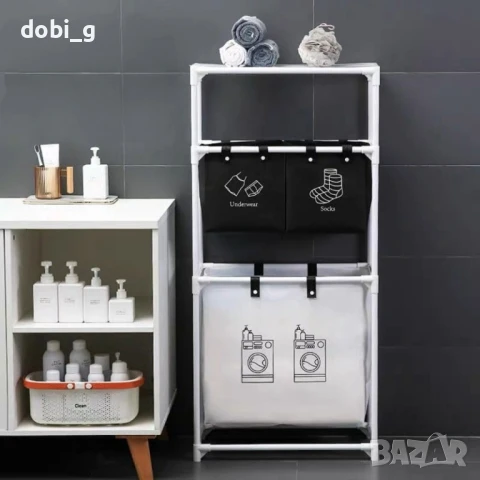 Мултифункционален органайзер с 3 кошници и 3 рафта, снимка 3 - Етажерки - 51102459