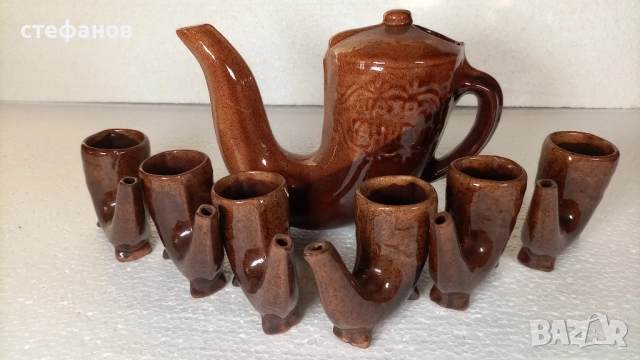Глинен комплект за греяна ракия, тип ритон, Ханска шатра, снимка 5 - Сервизи - 52867622