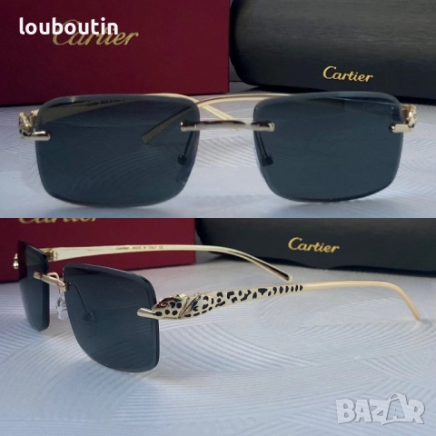Cartier Мъжки слънчеви очила правоъгълни 3 цвята черни кафяви прозрачни