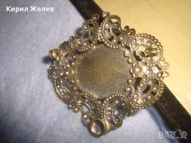 СТАРА БРОНЗОВА ПОСРЕБРЕНА АР НУВО ФЛОРАЛНА ФИЛИГРАННА РЕТРО БРОШКА с РЪЧНО РИСУВАН ПОРЦЕЛАН 29171, снимка 14 - Антикварни и старинни предмети - 37320314