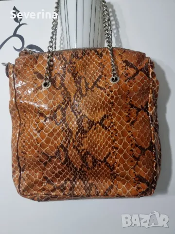 Естествена кожа италианска чанта 