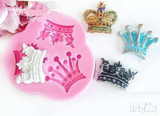 3 големи корони корона силиконов молд форма фондан украса декор торта шоколад гипс и др