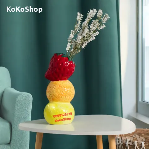 Ваза "Плодове"-18x12x31 см./червена ваза/керамична ваза