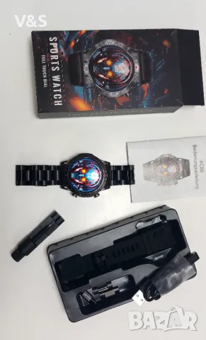 смарт часовник за туризъм с водоустойчив фенер, Черен, AMOLED сензорен екран 1,43", Резолюция 466, снимка 16 - Мъжки - 48304074