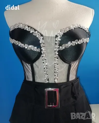 Бутикови сако с пера , корсет с кристали и елегантен панталон , снимка 3 - Сака - 49737760