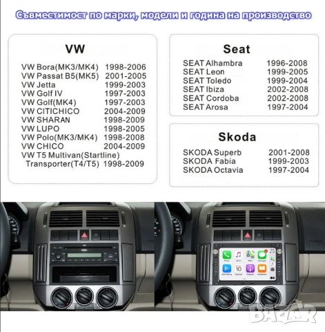 7” 2-DIN за VW-SEAT-Skoda с Android 15, 4/64GB 1997-2009 , снимка 2 - Аксесоари и консумативи - 53053503