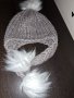 Разкошна дамска ръчно плетена зимна шапка с помпони, снимка 5