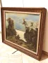 Старинна Голяма Картина Пейзаж Маслени Бои, Картон от 1930те г., снимка 2