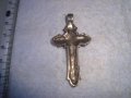 КРАСИВО МЕСИНГОВО РАЗПЯТИЕ НАГРЪДНО КРЪСТЧЕ ПОСРЕБРЕНО 12246, снимка 4