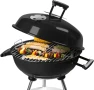 Барбекю с Капак на Дървени Въглища Сферично BBQ Скара с Колела, снимка 3