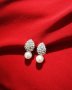 Нови официални блестящи обеци с камъчета и перла, снимка 1 - Обеци - 43794780