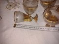 Антикварен сервиз за ракия  гравирани чаши богато позлатени с широк златен кант , снимка 6