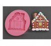 Коледна приказна къщичка с лакомства силиконов молд форма декорация торта фондан сладки мъфини