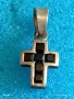 Класически сребърен кръст с инкрустирани камъни Турмалин майсторска ръчна изработка 52561, снимка 4