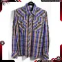 $148 Мъжка риза True Religion Western Pearl Button Snap Plaid Shirt 100% памук М, снимка 1