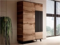 Гардероб RANDOM S-1 двукрил дъб вотан/черно  Материал - фурнирован МДФ/фурнирована мебелна плоскост/, снимка 1